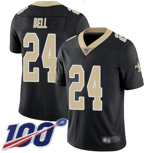 Men New Orleans Saints Limited Black Vonn Bell Home Jersey NFL Football #24 100th Season Vapor Untouchable Jersey->nfl t-shirts->Sports Accessory